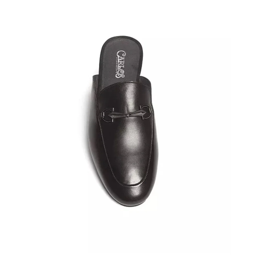 Carlos by Carlos Santana Mens Apollo Bit Slides Black Leather Mules 11D Wide